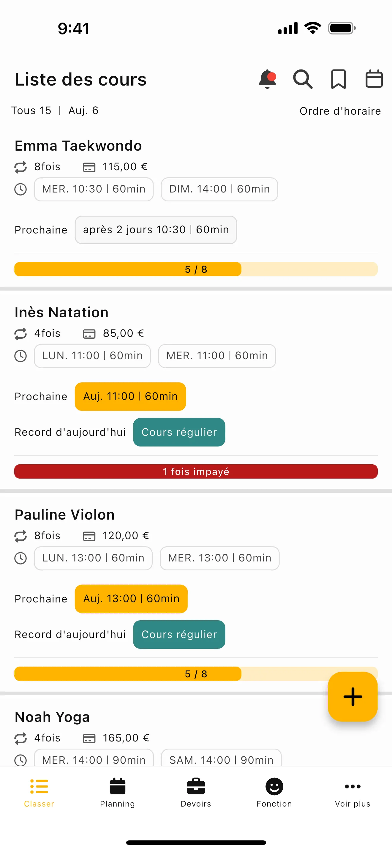 Capture d’écran de Gestionnaire de Cours